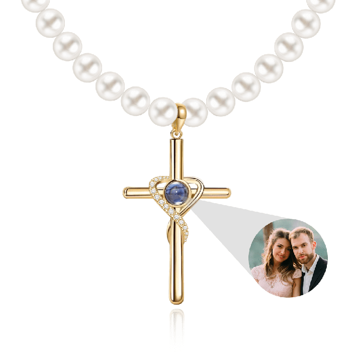 Cross Projection Pearl  Necklace