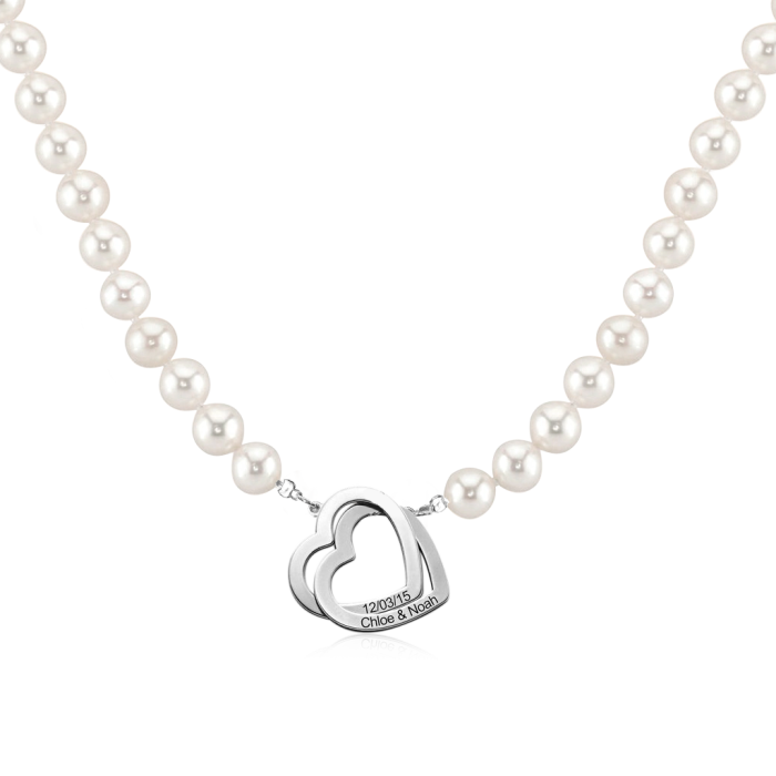Heart Round Pearl Name Necklace