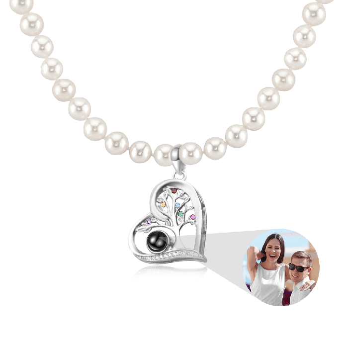 Heart Tree Projection Pearl  Necklace