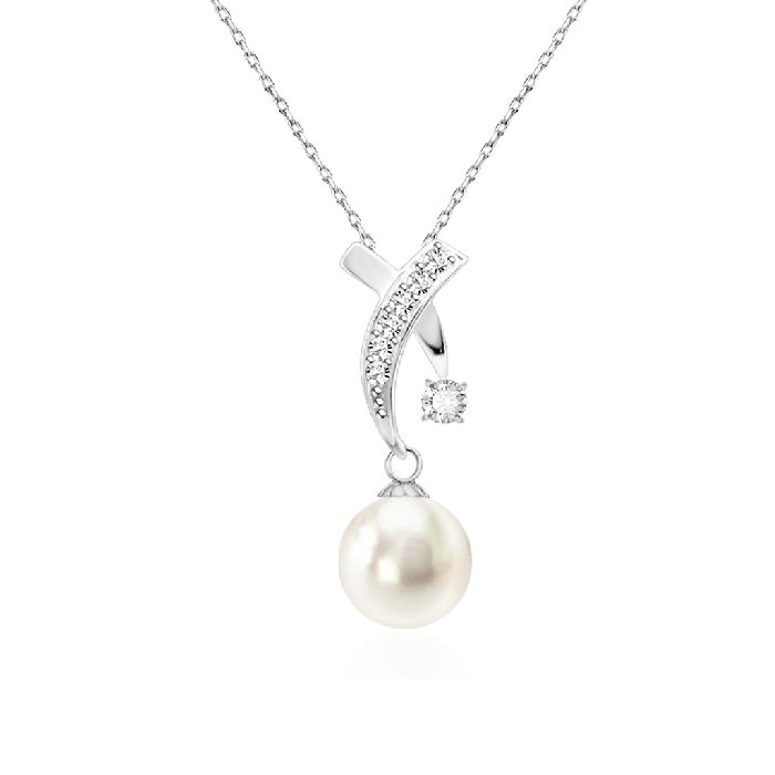 Round Pearl Solitaire Necklace