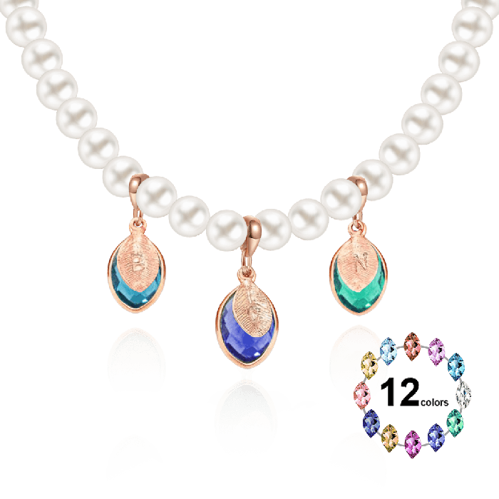 Birthstone & Luck Letters Pearl Necklace