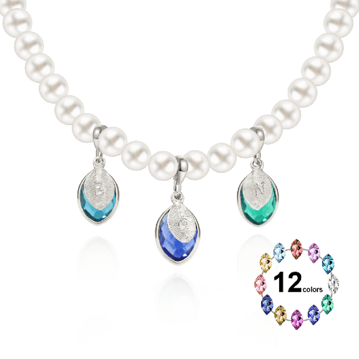 Birthstone & Luck Letters Pearl Necklace