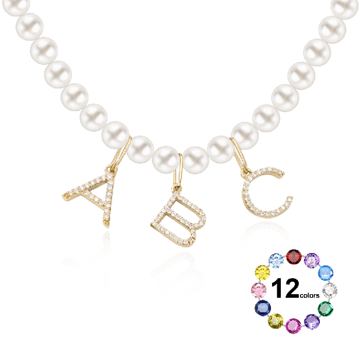 Round Pearl Letter Necklace