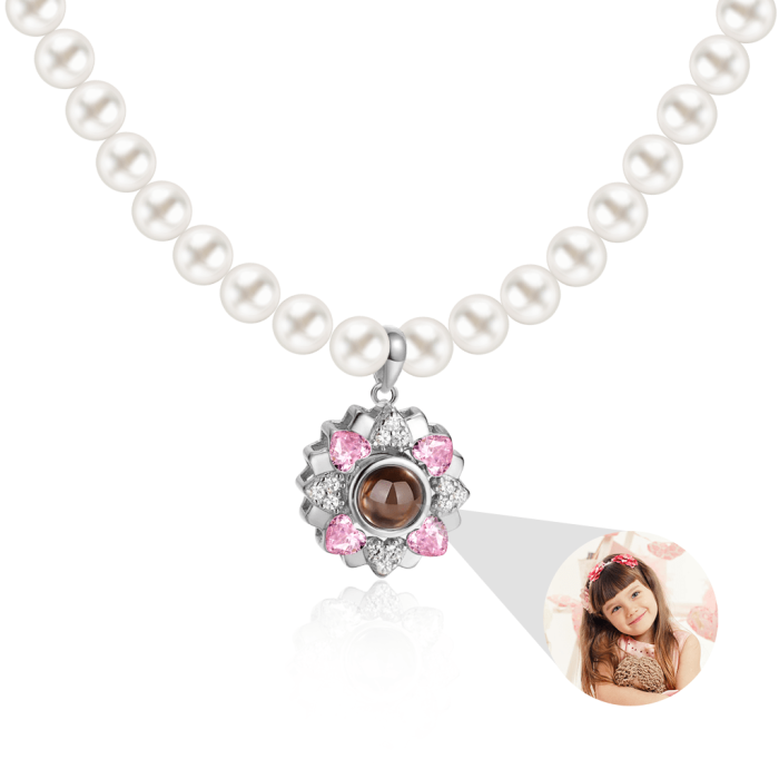 Flower Projection Pearl  Necklace