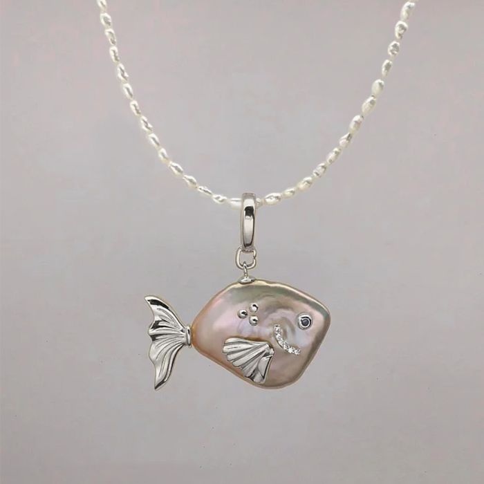 Fish Freshwater Pearl Pendant Necklace