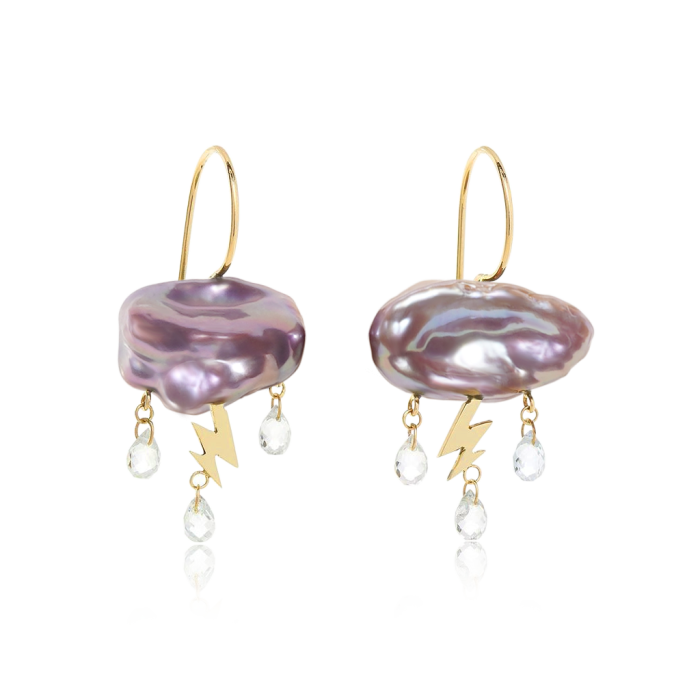 Lightning Cloud Freshwater Pearl Drop Earrings