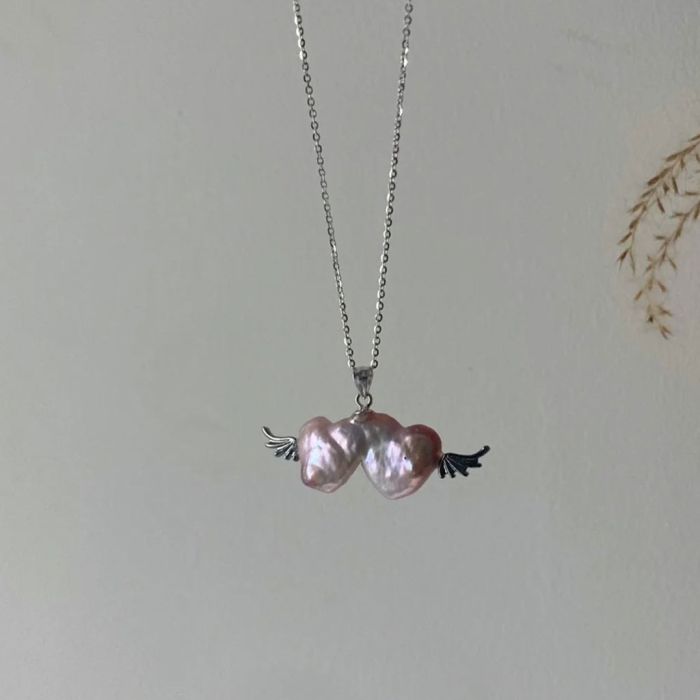 Wings of Love Freshwater Pearl Pendant Necklace