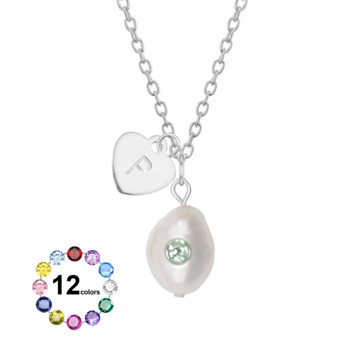 Personalized Initials and Birthstone Pendant Necklace