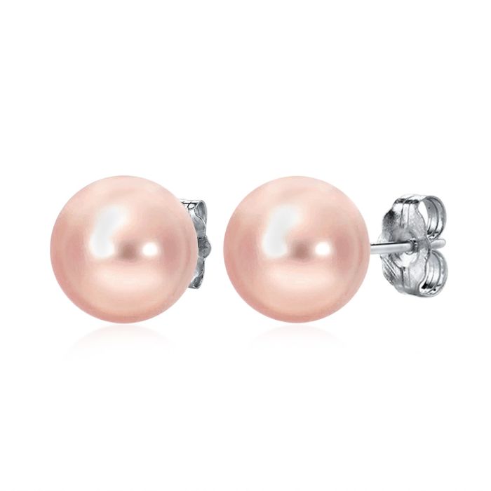 Peach Pearl Stud Earrings