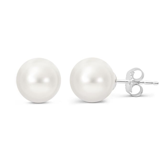 White Pearl Stud Earrings