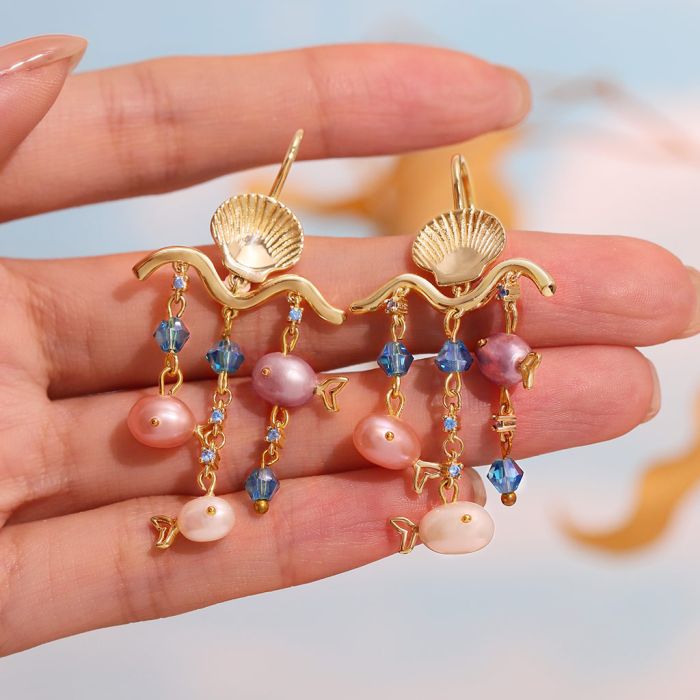 Shell Fish Drop Earrings