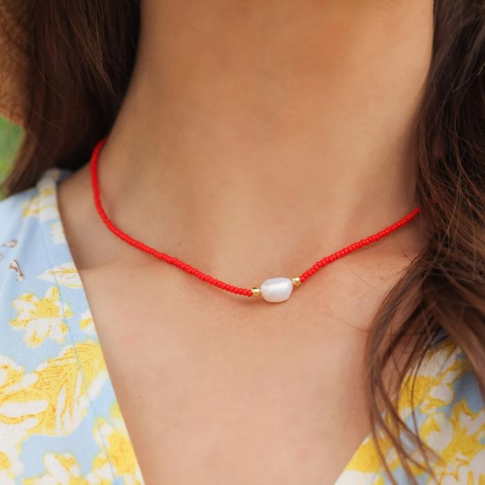 Red Beaded Necklace