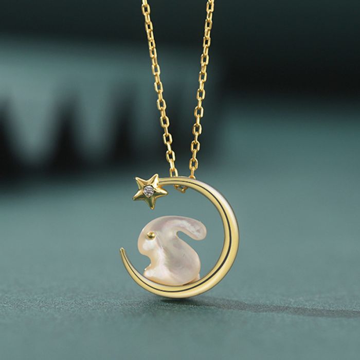 Moon Rabbit Pendant Necklace