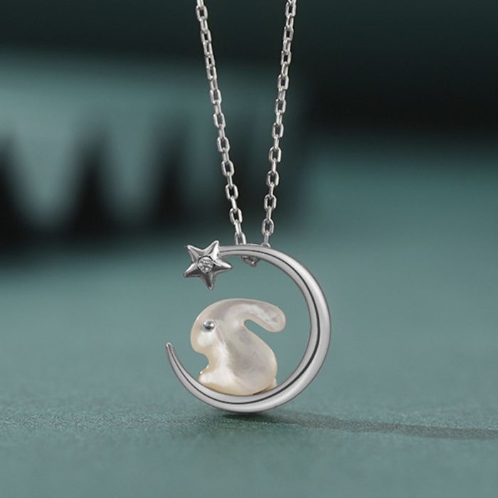 Moon Rabbit Pendant Necklace