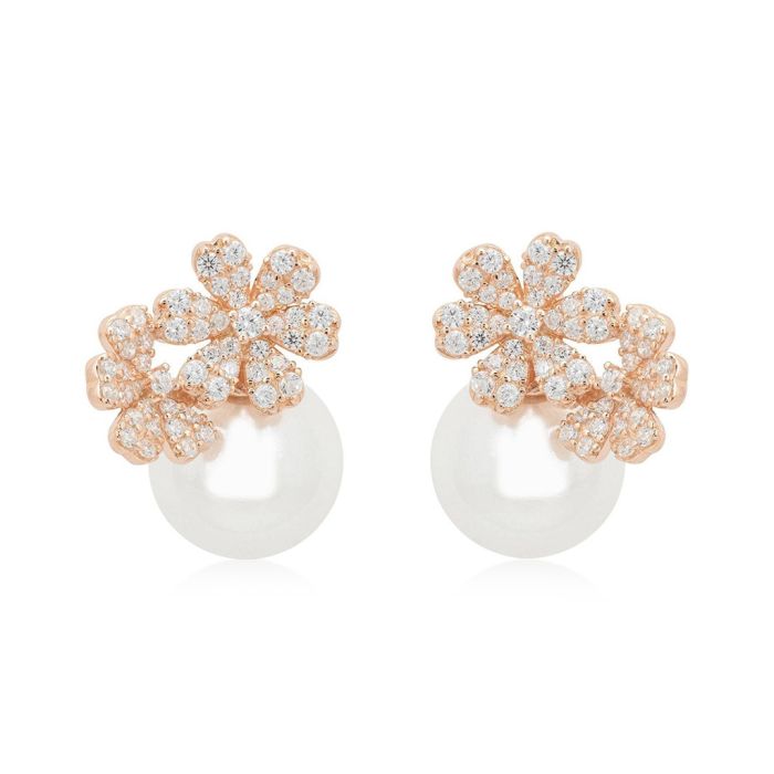 White Topaz Flower Stud Earrings