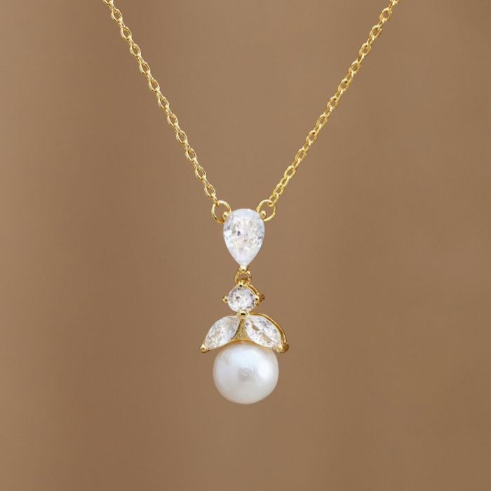 Pearl Bridal Wedding Pendant Necklace