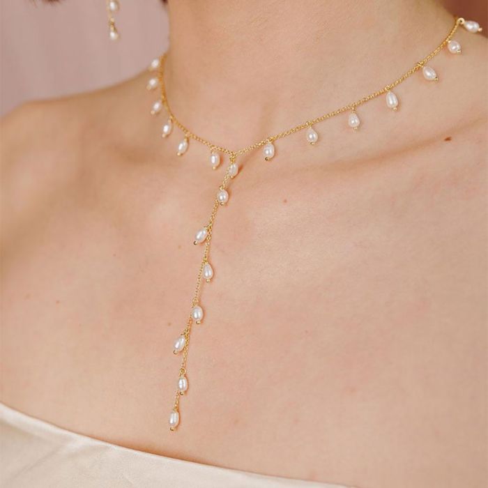 Pearl Bridal Wedding Tincup Necklace