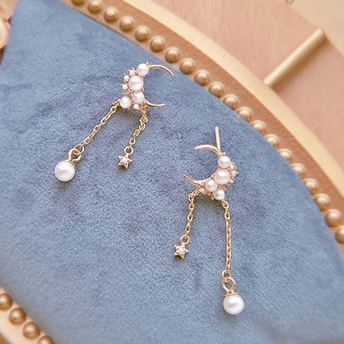 Star Moon Drop Earrings